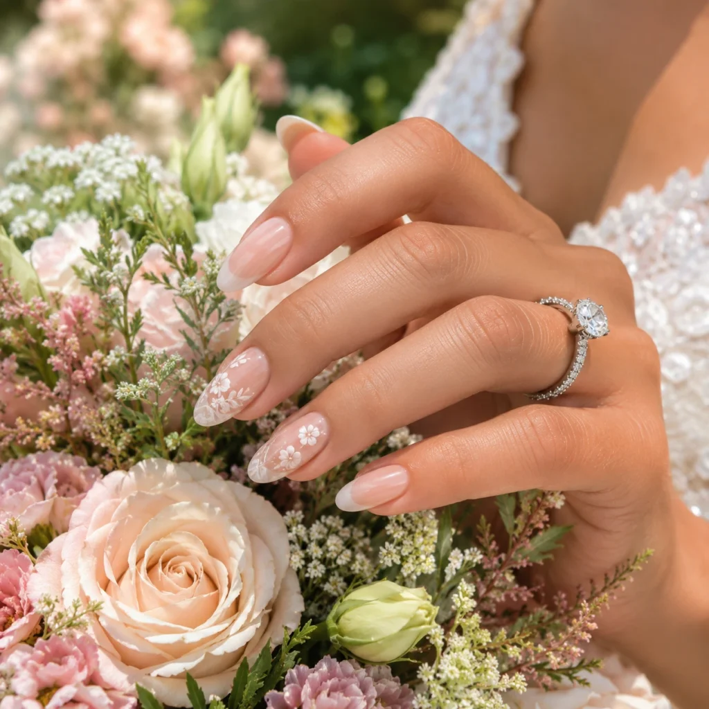 Floral Wedding Nail Art