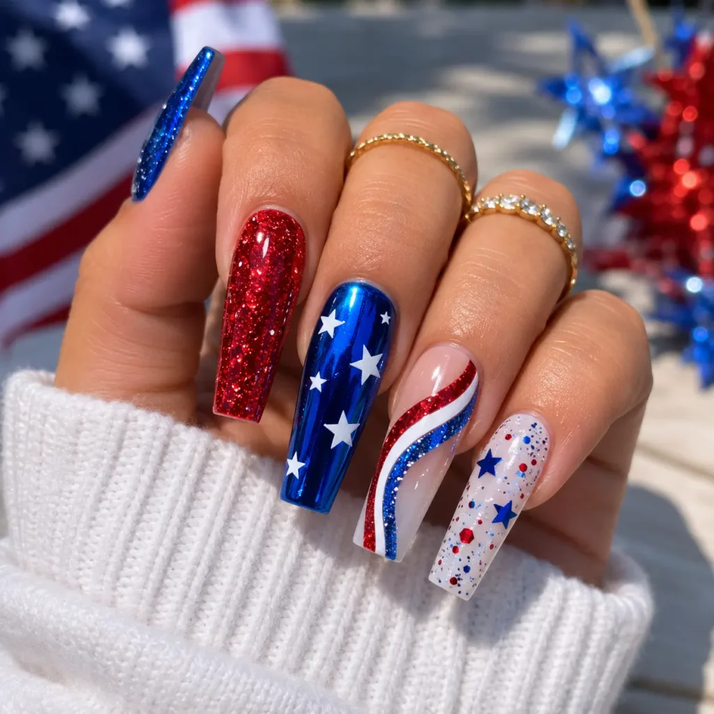 Fourth of July Acrylic Nails