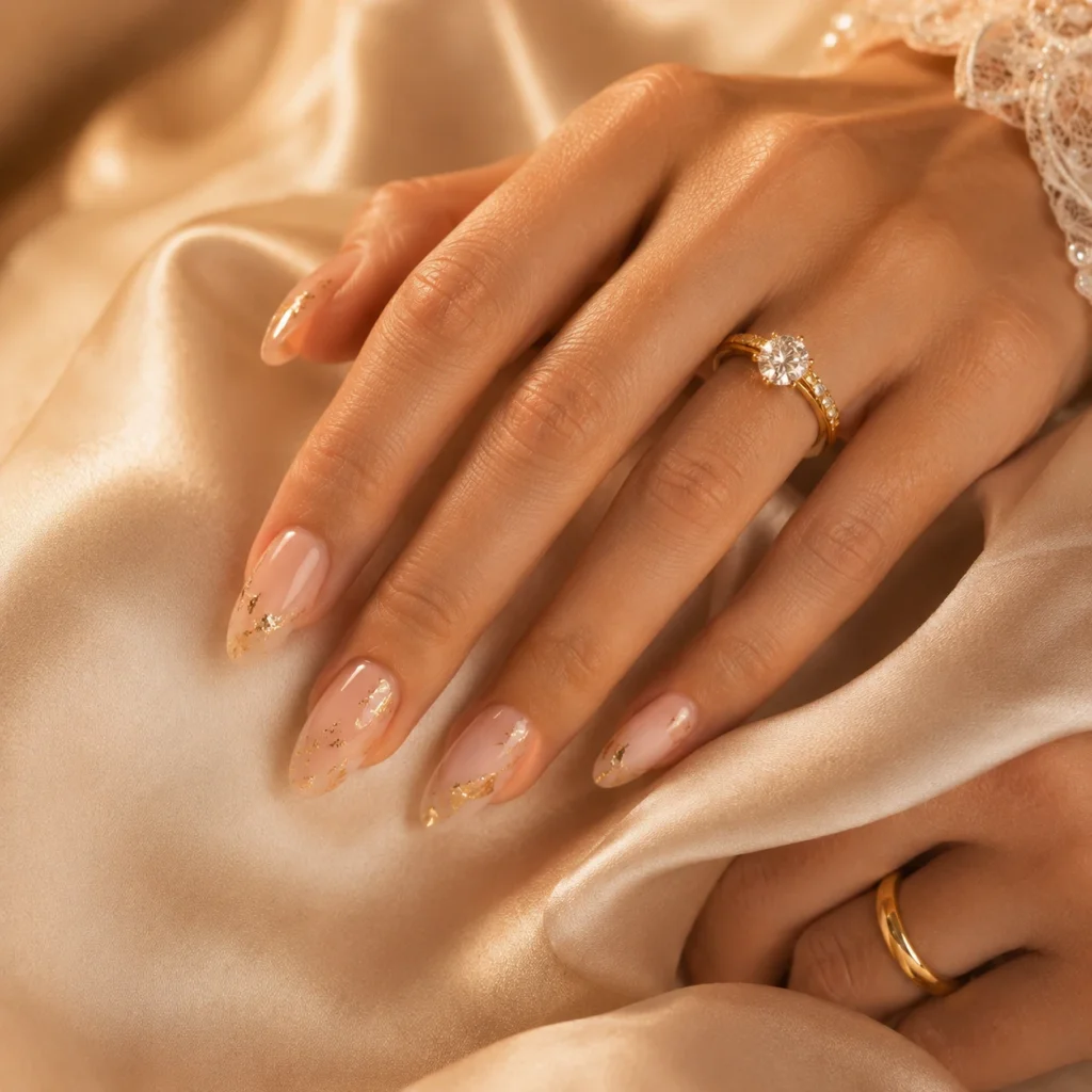 Gold Foil Wedding Nails