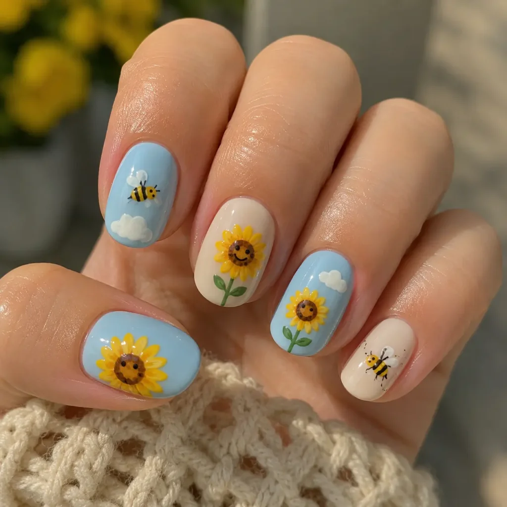 Happy Sunflower Nails