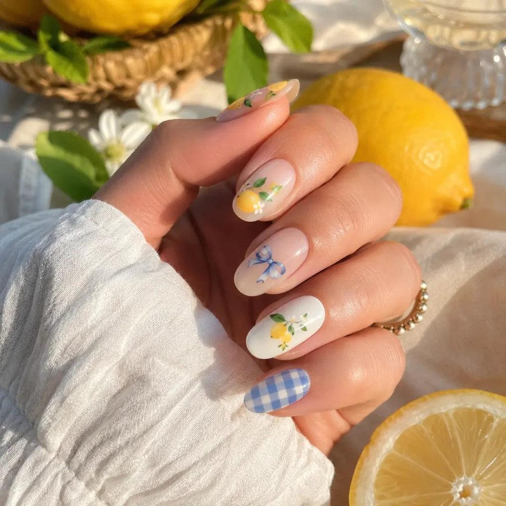 Lemon Picnic Nails