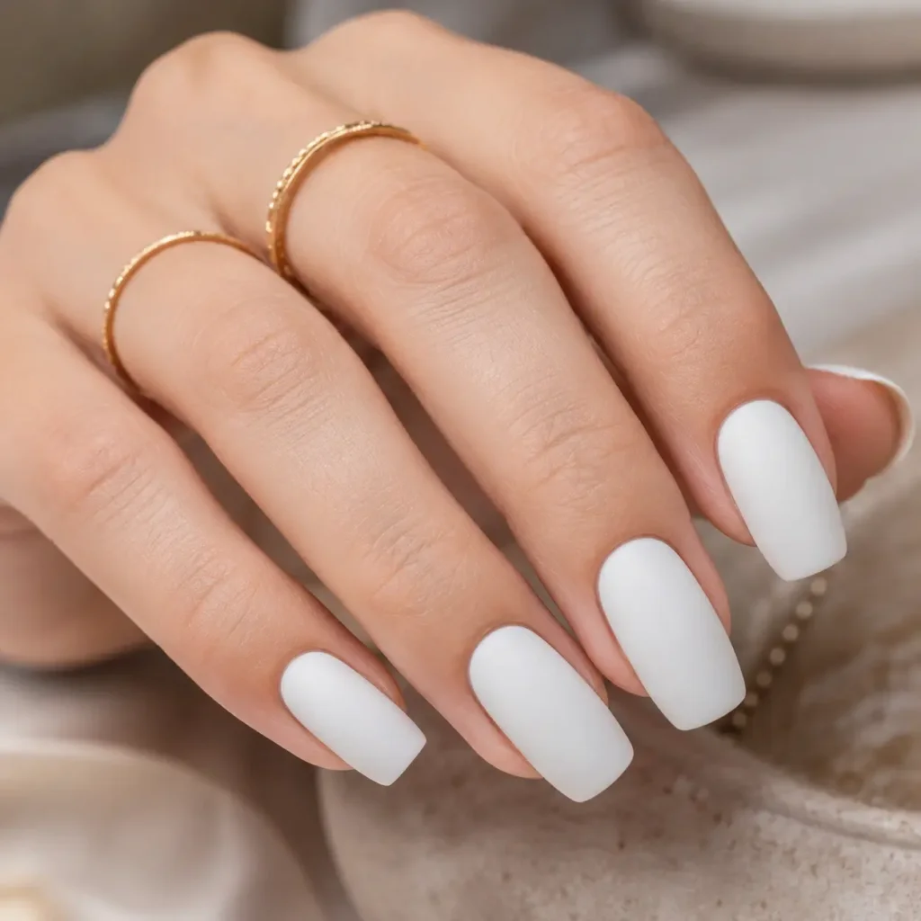 Matte White Nails