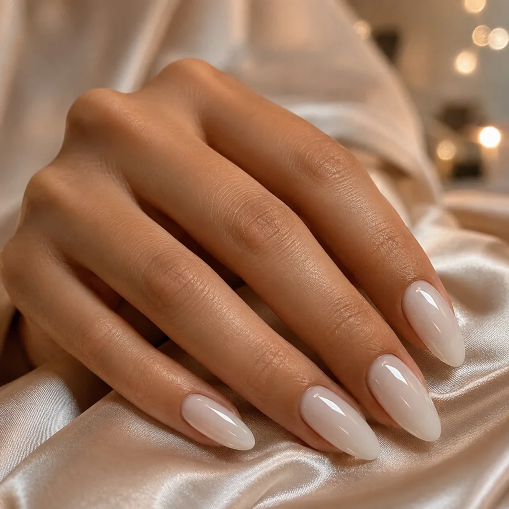 Milky White Prom Nails