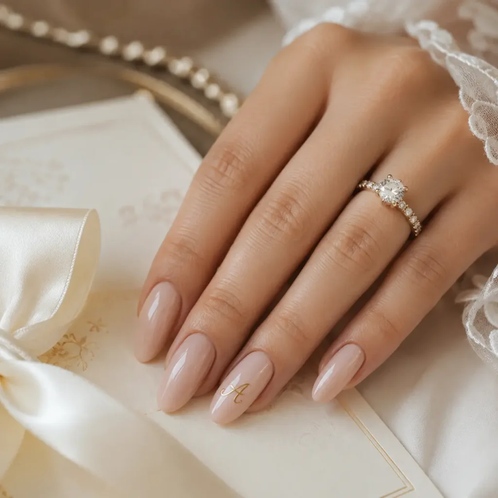 Minimal Bride Initial Nails