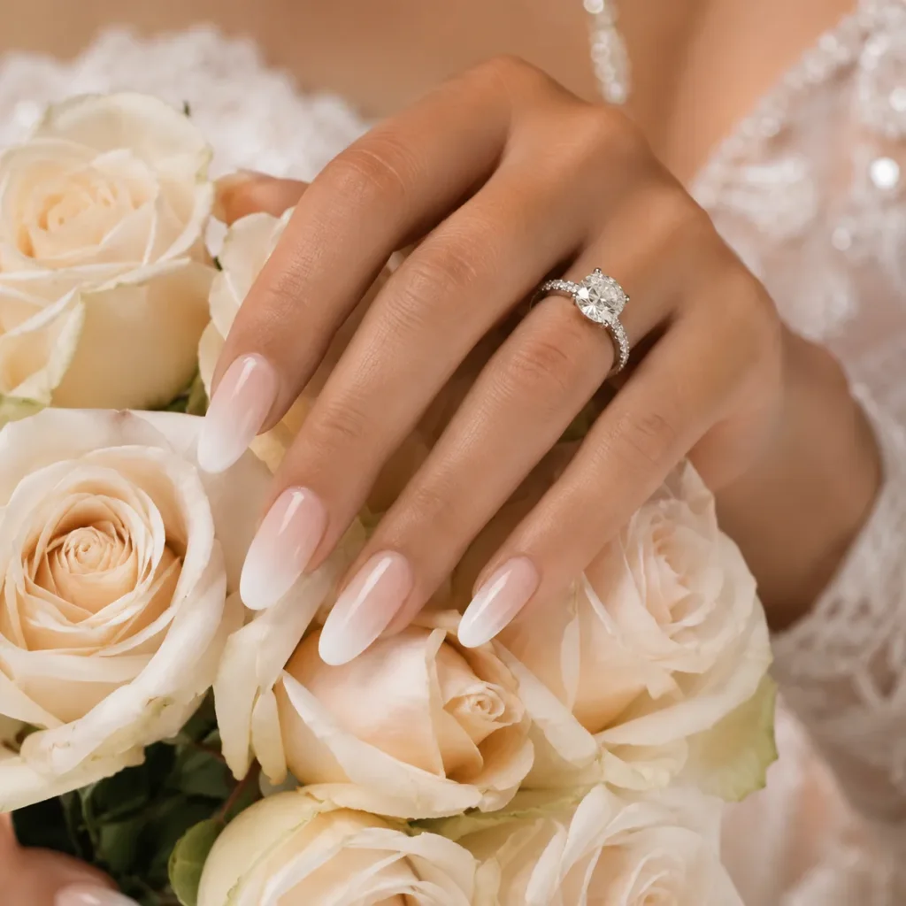 Ombré Baby Boomer Wedding Nails