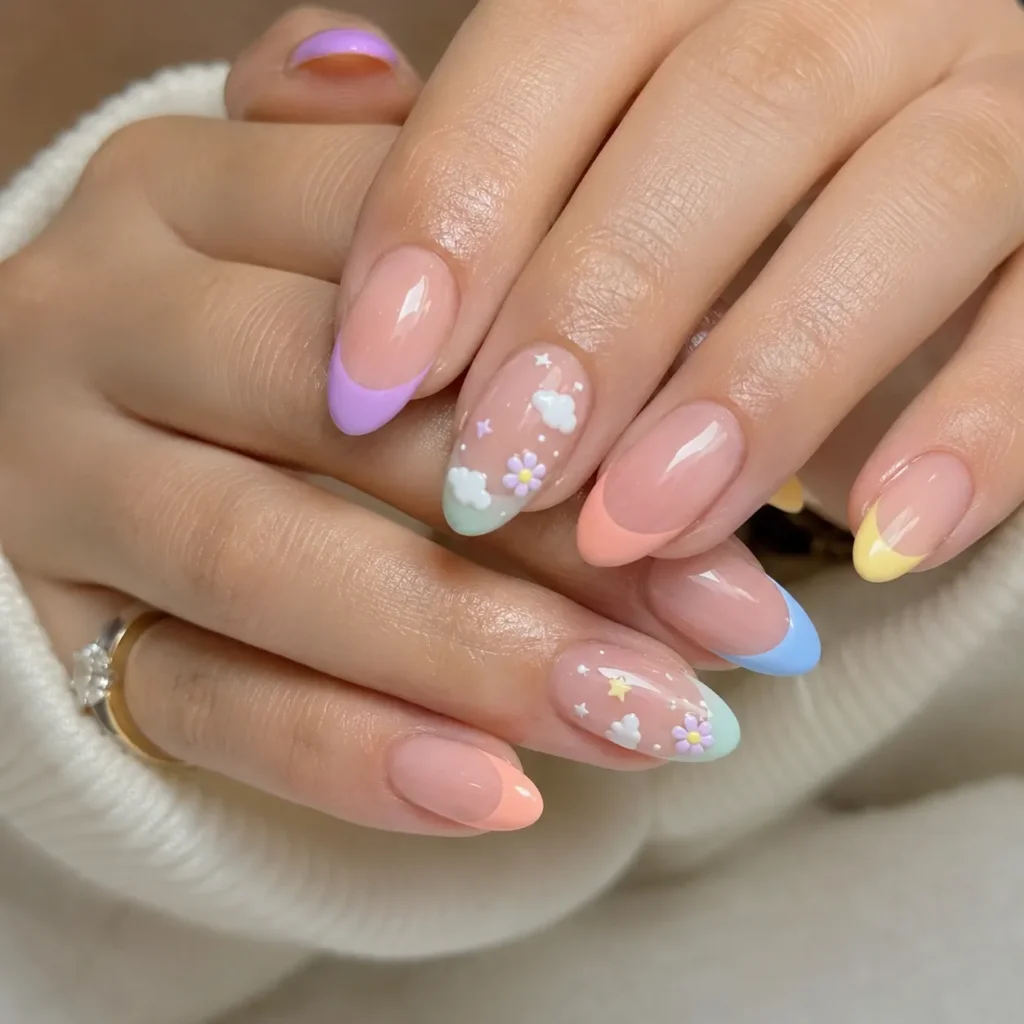 Pastel Rainbow French Tips