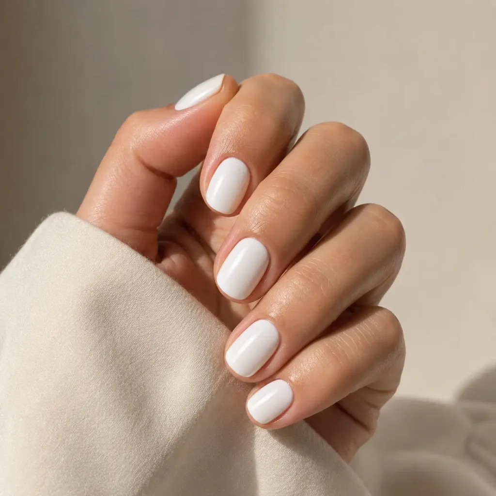 Short Elegant White Nails