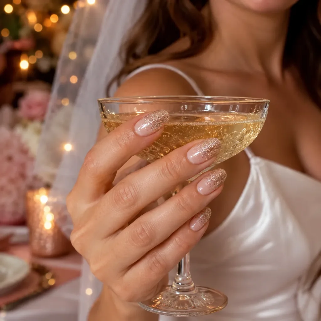 Sparkling Champagne Bachelorette Nails
