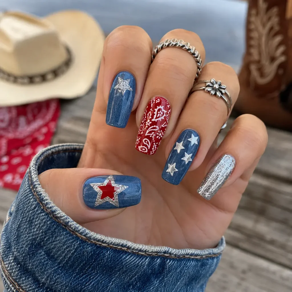 Western Fourth of July Nails