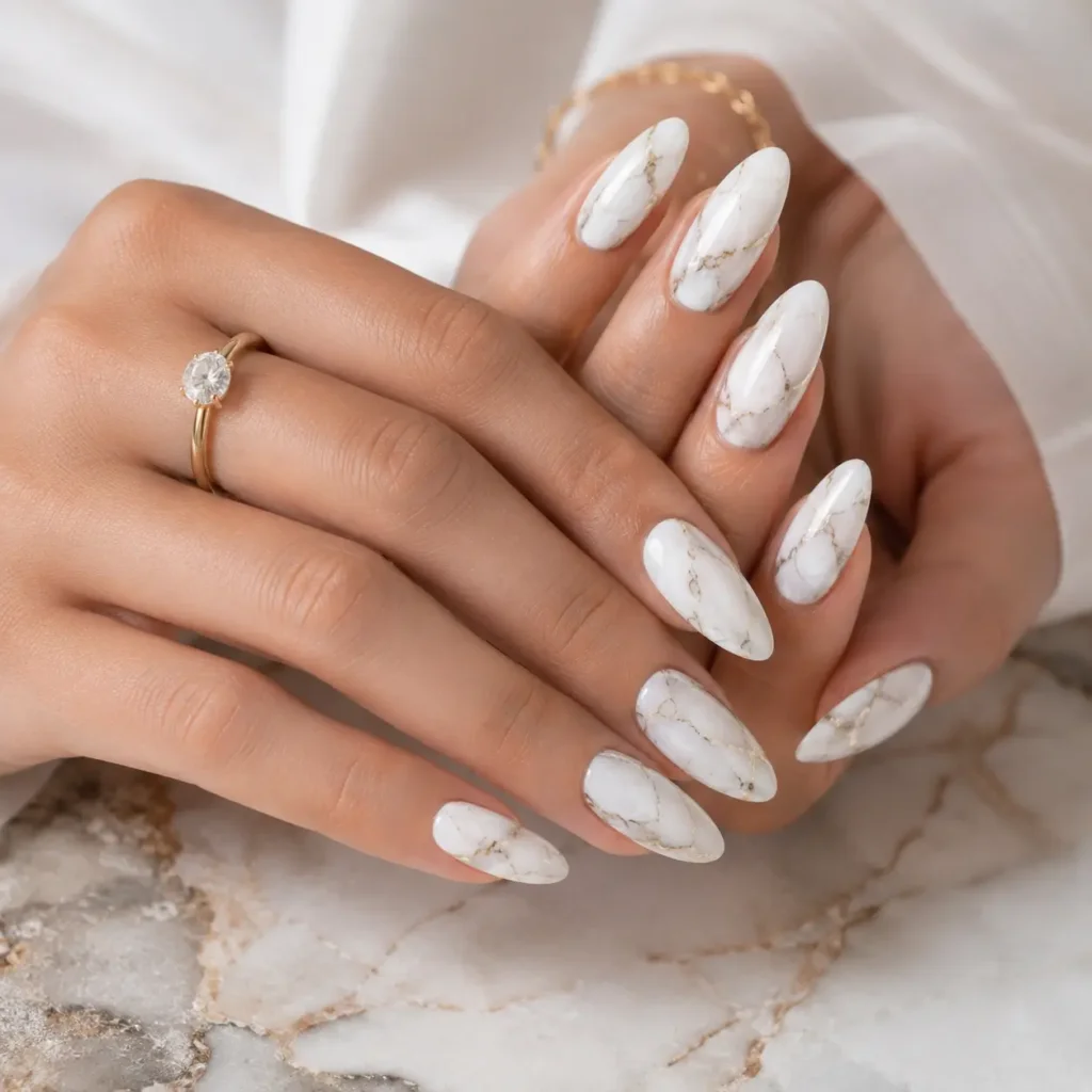 White Marble Nails