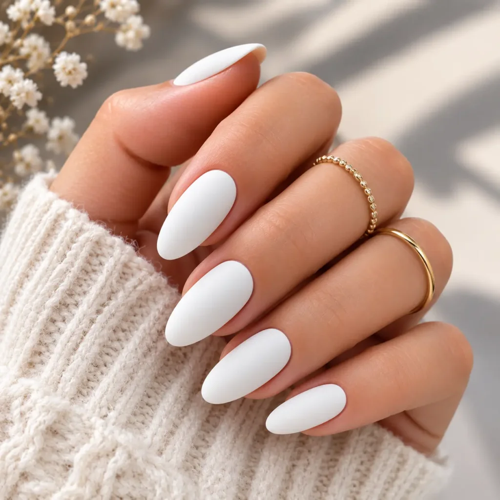 White Nails with Rhinestones
