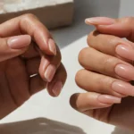 acrylic vs gel nails side by side showing differences in length, shape, and finish