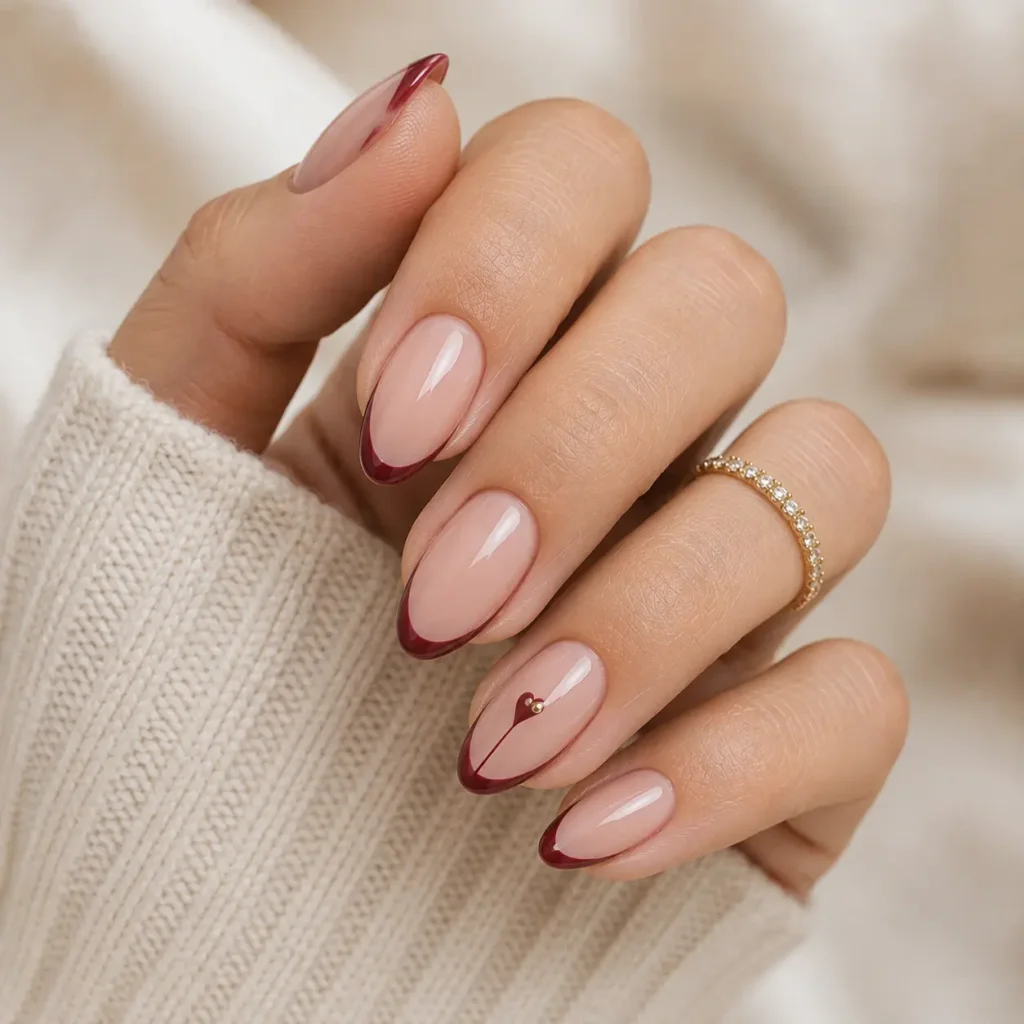 Burgundy accent nails for a subtle fall manicure