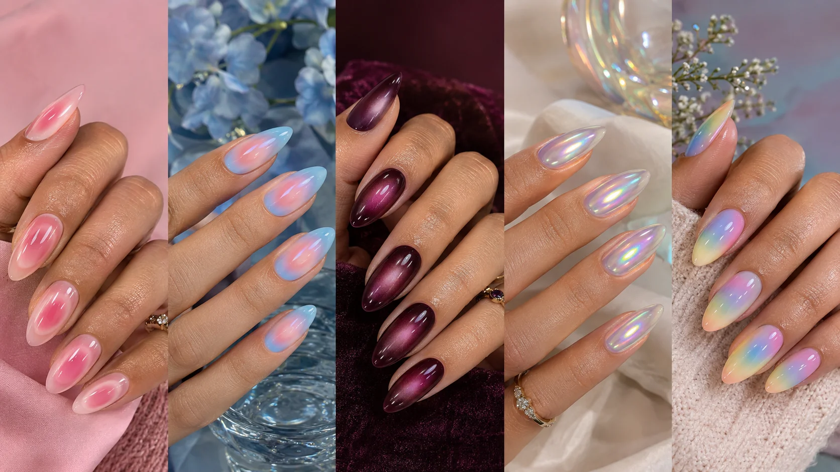 25 aura nail ideas featuring pink, blue, chrome, pastel, and dark aura designs