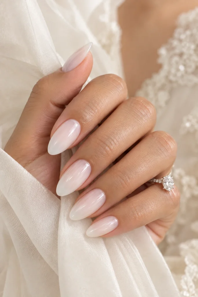 Funny Bunny wedding nails with an elegant bridal manicure